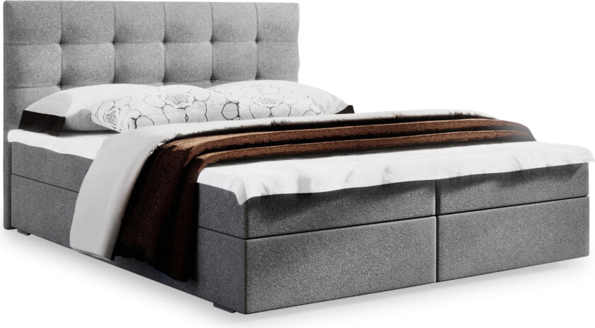 Stephanie Sengepakke 180x200 Rutemønstret Gavl - Grå