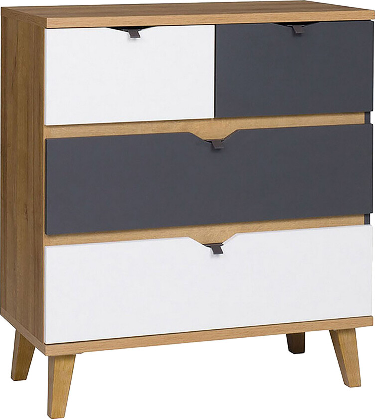 Vintra Kommode 81 cm - Hvit/Grå/Tre