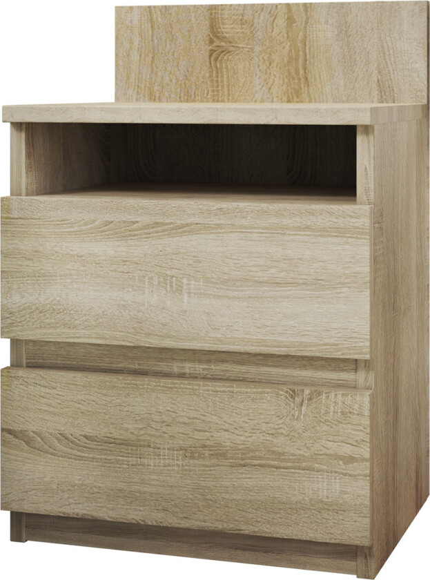 Basildon Nattbord 40 cm med Oppbevaring 2 Skuffer + Hylle - Beige/Grå