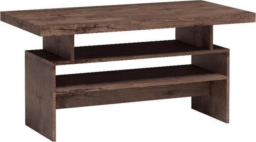 Castillia Sofabord 120 cm med Oppbevaringshyller - Mørke Ask