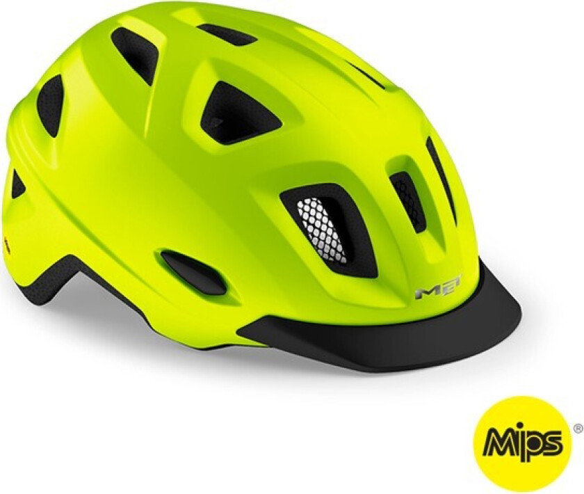 Mobilite MIPS sykkelhjelm LED neon