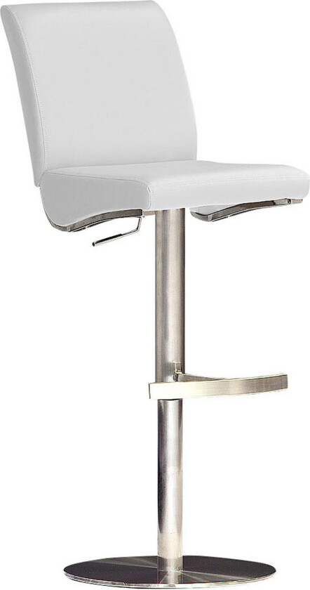 Elkton Barstol Rund Fot Kunstlær - Hvit/Stål/Krom