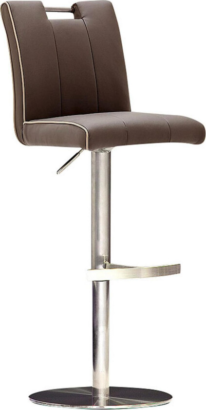 Navajo Barstol Rund Fot Kunstlær - Brun/Stål