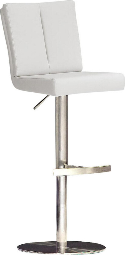 Virga Barstol Rund Fot Kunstlær - Hvit/Stål