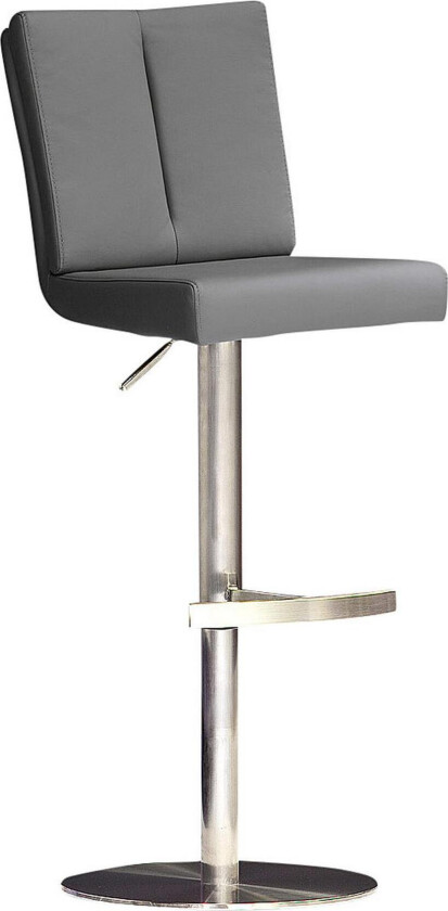 Virga Barstol Rund Fot Kunstlær - Grå/Stål
