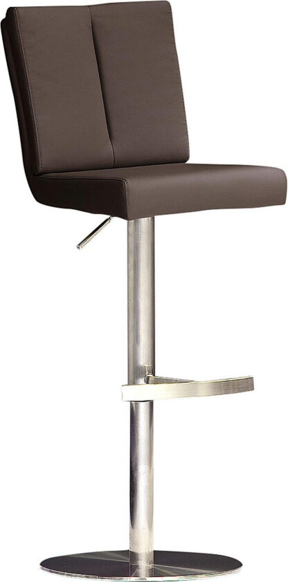 Virga Barstol Rund Fot Kunstlær - Brun/Stål/Krom