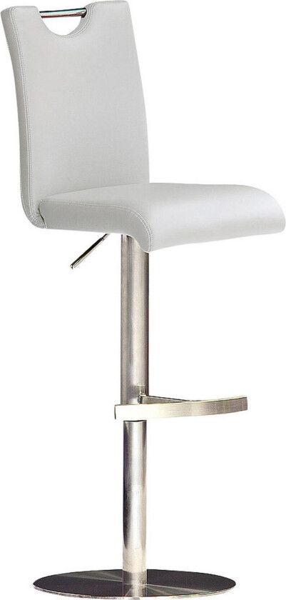 Crespo Barstol Rund Fot Kunstlær - Hvit/Stål