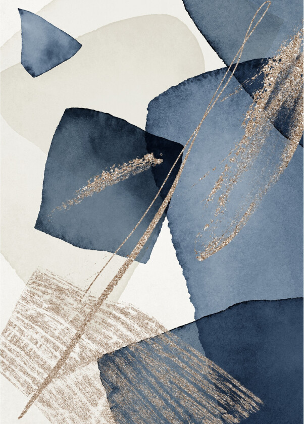 Bilde av Poster Blue swirl 70x100 cm - Beige