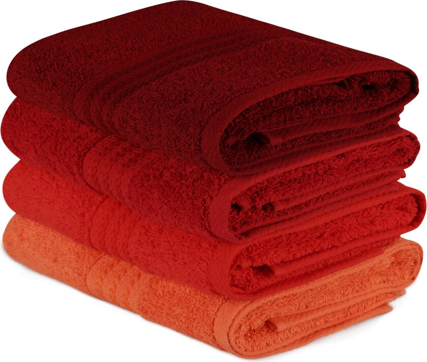 Hobby Håndkle 50x90 cm 4-pk - Oransje/Rød/Rosa