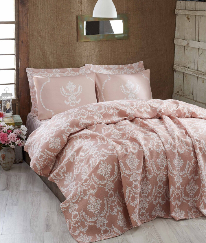 Eponj Home Sengeteppe Dobbelt 200x235 cm - Rosa/Hvit
