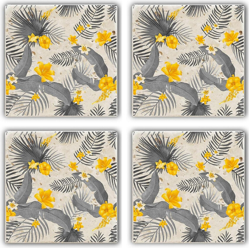 Glassunderlag 4-pk - Gul/Grå