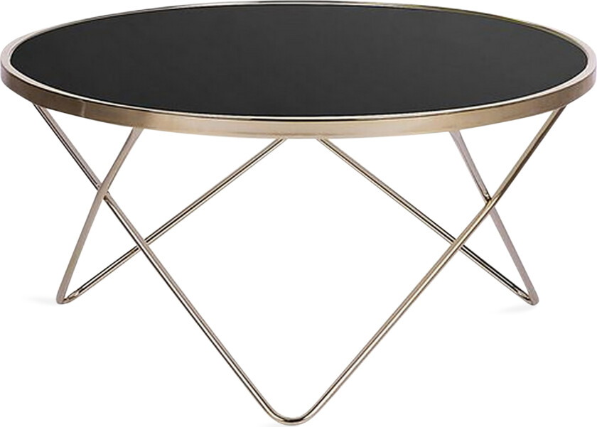 Meerah Sofabord 80 cm Rundt - Glass/Svart/Gull