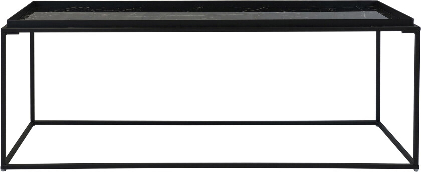 Burwick Sofabord 122 cm Marmormønster - Glass/Svart