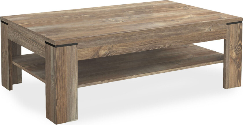 Perkhill Sofabord 120 cm med Oppbevaringshylle - Brun/Svart