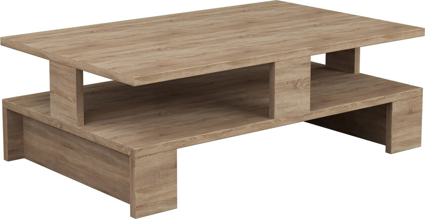 Decorta Sofabord 80 cm med Oppbevaringshylle - Eikefarge