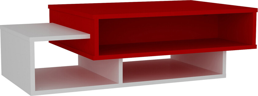 Tabate Sofabord 105 cm med Oppbevaringshyller - Hvit/Rød
