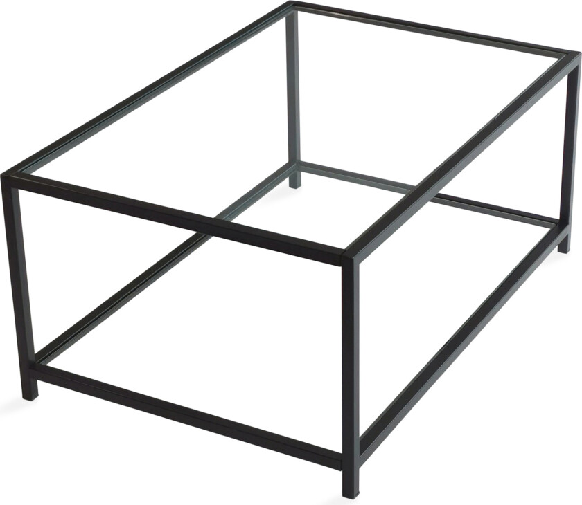 Sabani Sofabord 90 cm med Oppbevaring Hylle - Glass/Svart