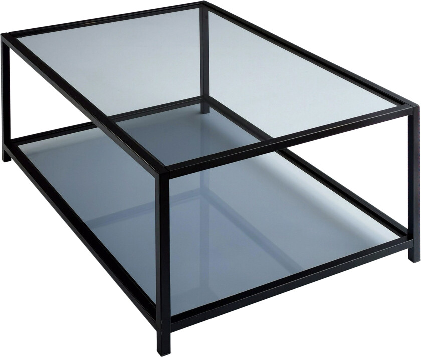 Sabani Sofabord 90 cm med Oppbevaring Hylle - Glass/Røykfarget/Svart