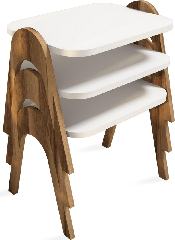 Hovdane Settbord 49 cm 3 Bord - Hvit/Brun