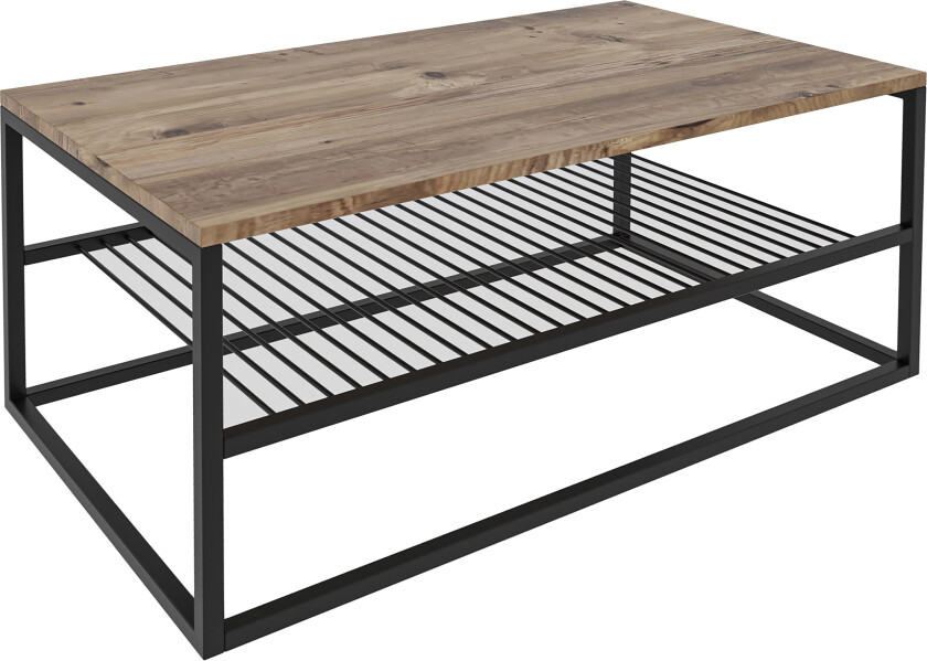 Emlak Sofabord 95 cm med Oppbevaringshylle - Natur/Svart