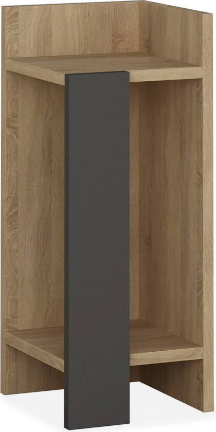 Decorta Nattbord 27 cm med Oppbevaring Hyller + Luker Høyre - Brun/Grå