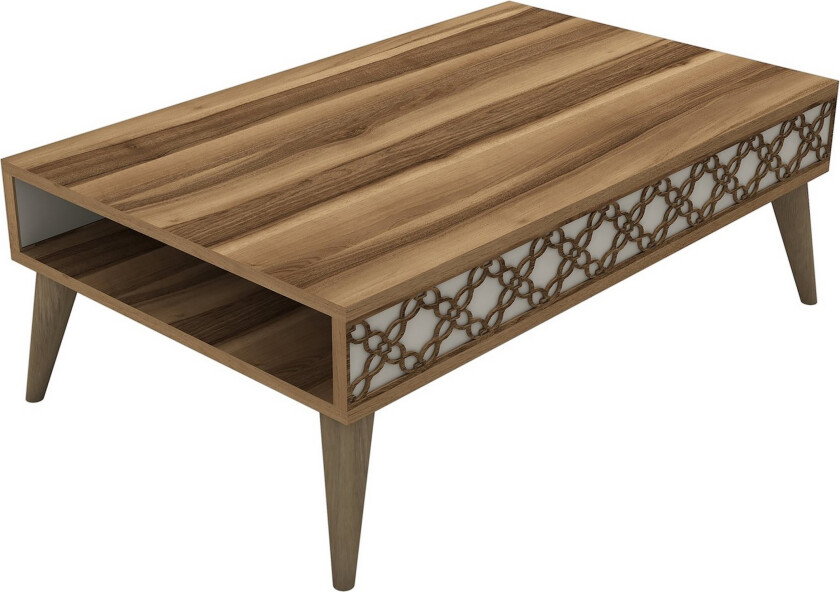 Hovdane Sofabord 105 cm med Oppbevaring Hylle KedjeMønster - Brun/Mønstret