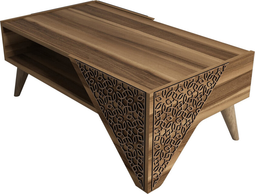 Hovdane Sofabord 105 cm med Oppbevaring Hylle Blomstermønste - Brun