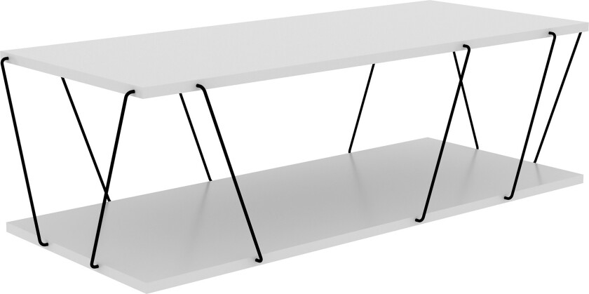 Sarnate Sofabord 120 cm med Oppbevaring Hylle - Hvit/Svart