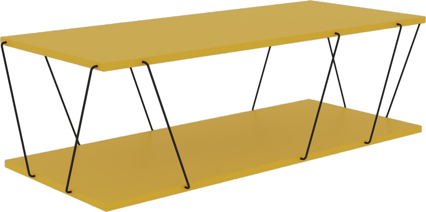 Sarnate Sofabord 120 cm med Oppbevaring Hylle - Gul/Svart