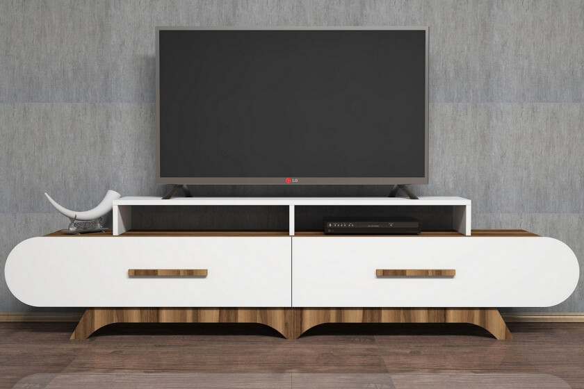 Hovdane TV-Benk 205 cm - Brun/Hvit