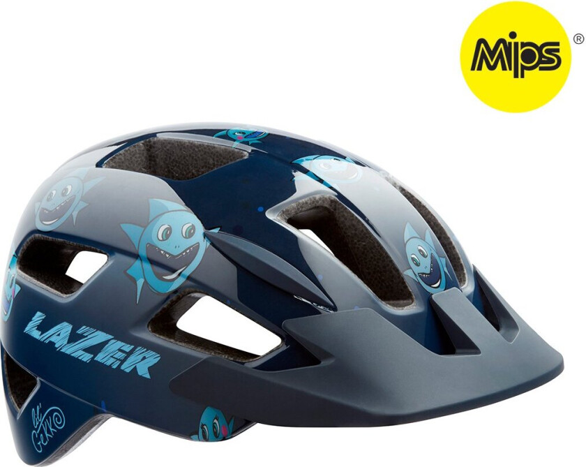 Gekko Mips Barnehjelm 46-50cm Sharky m/Grønn Spenne