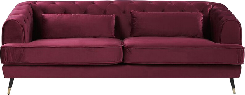 Slettan 3-seters Sofa - Fløyel/Mørkerød