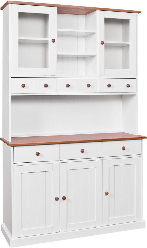 Livesey Vitrineskap B 131 cm - Hvit/Natur