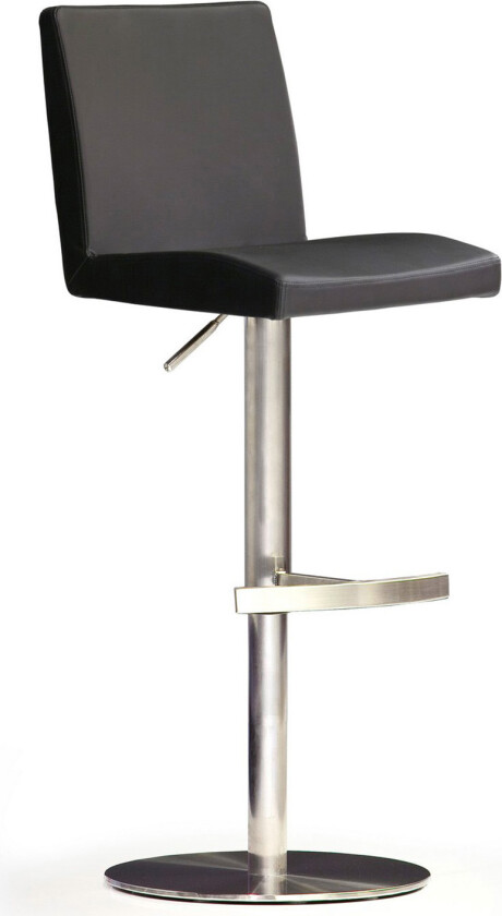 Lopes Barstol Rund Fot Lær - Svart/Sølv