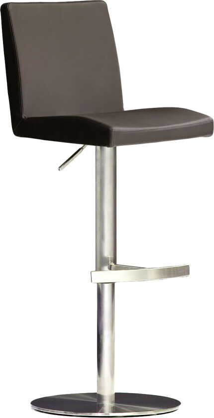 Lopes Barstol Rund Fot Lær - Brun/Sølv