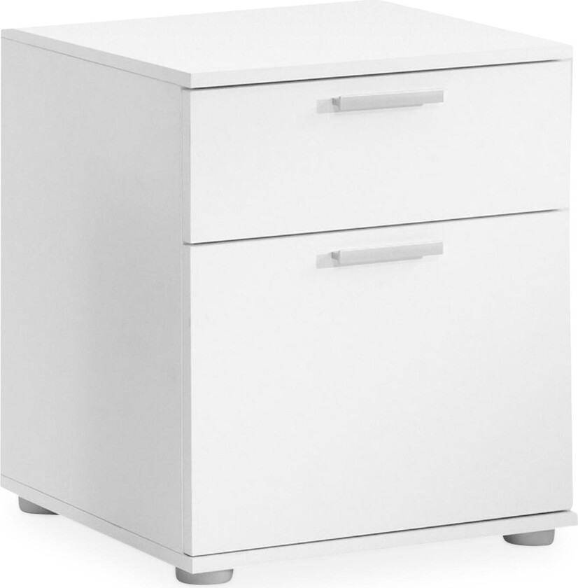 Polyxo Nattbord 45 cm med Oppbevaring 2 Skuffer - Hvit/Lysegrå