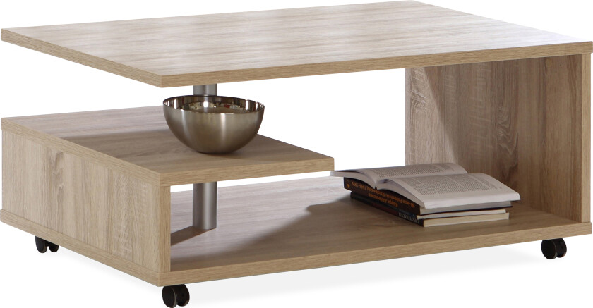 Nabinger Sofabord 105 cm med Oppbevaring Hyller på Hjul - Brun