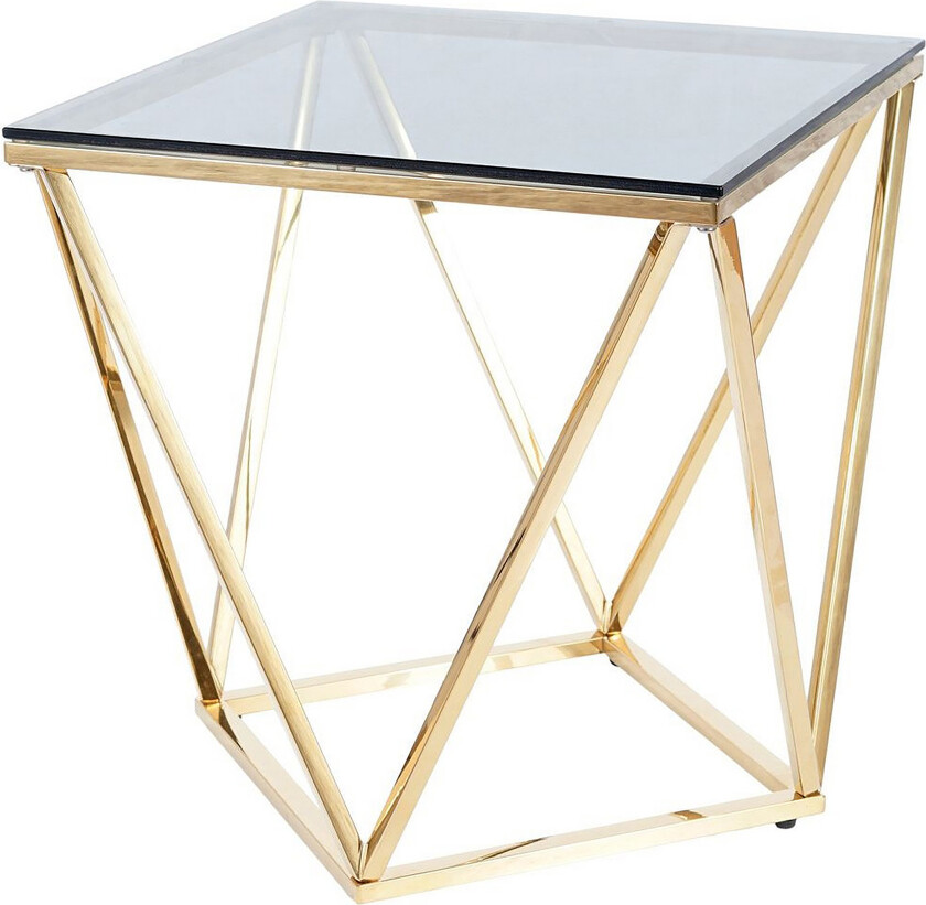 Silvero Sofabord 50 cm - Røykfarget Glass/Gull