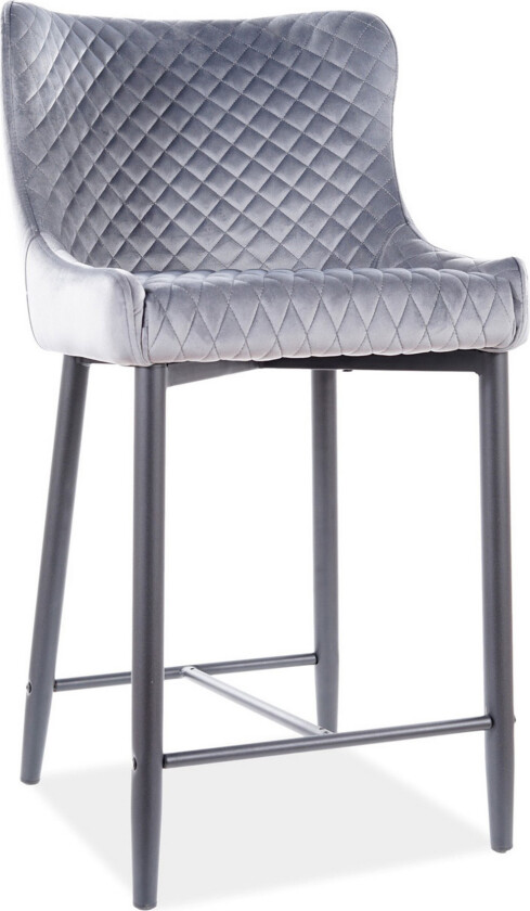 Acolin Barstol Lav - Fløyel/Grå/Svart