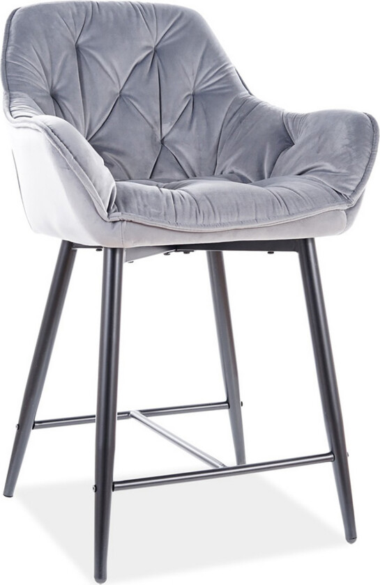 Eiber Barstol Lav - Fløyel/Grå/Svart