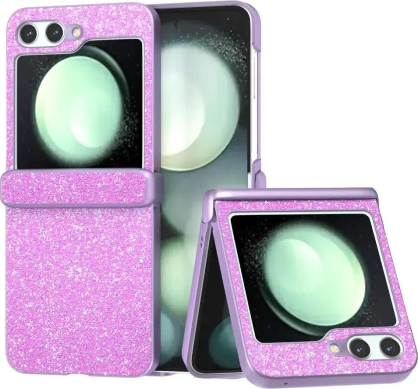 Samsung Galaxy Z Flip6 Skinnkledd Glitrende Plast Deksel - Lilla