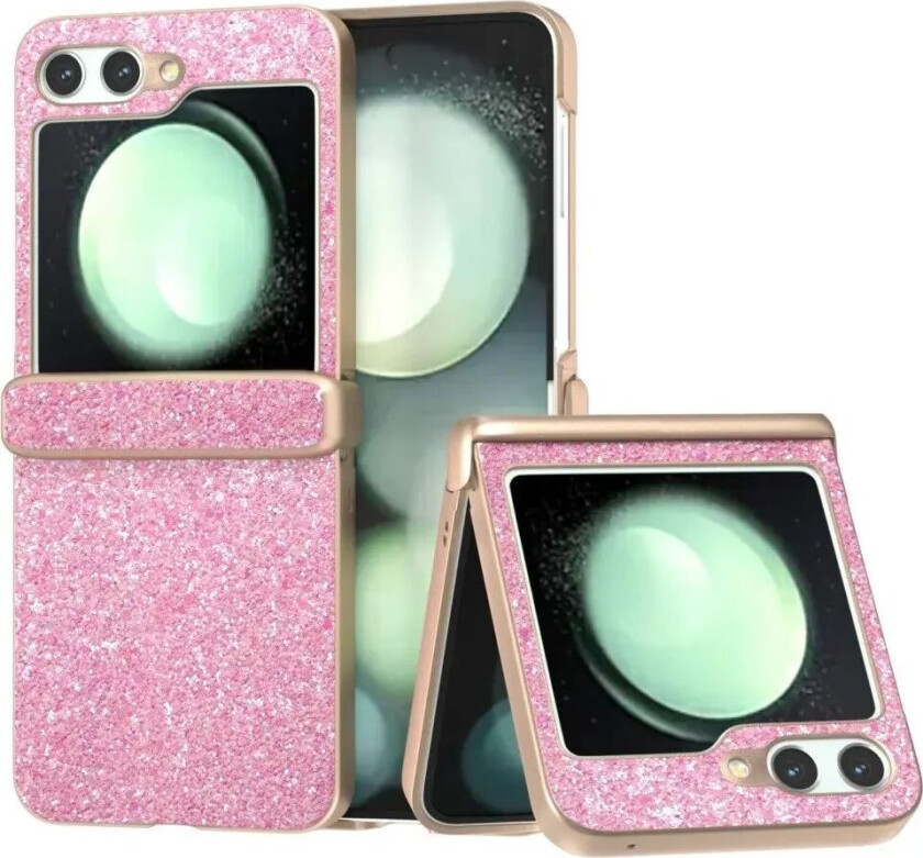 Samsung Galaxy Z Flip6 Skinnkledd Glitrende Plast Deksel - Rosa