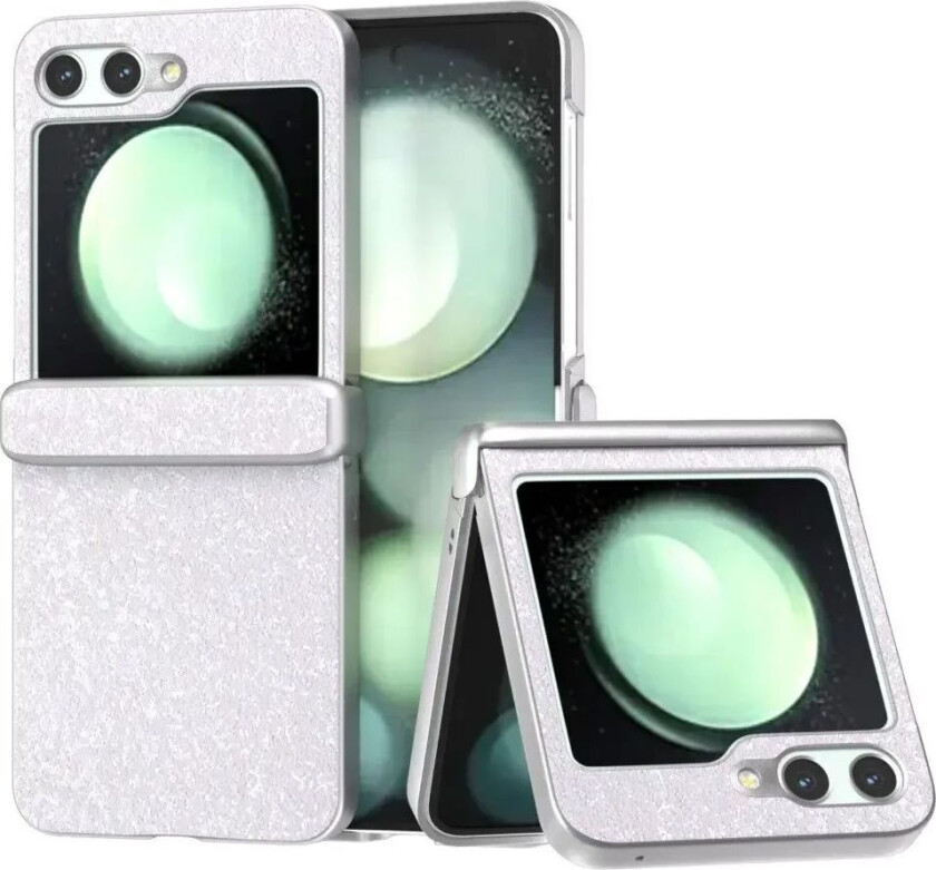 Samsung Galaxy Z Flip6 Skinnkledd Glitrende Plast Deksel - Hvit