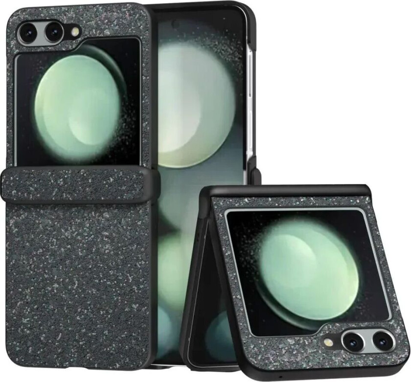 Samsung Galaxy Z Flip6 Skinnkledd Glitrende Plast Deksel - Svart