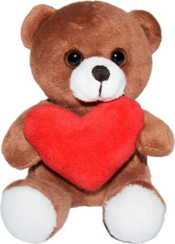 Teddybjørn med Rødt Hjerte - 10 cm