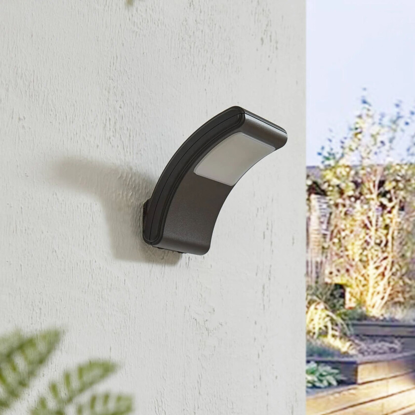 LED utendørs LED-vegglampe Radane, mørkegrå, kantet, IP54
