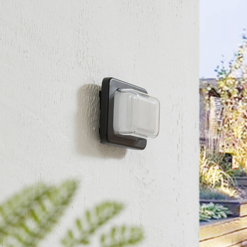 LED utendørs vegglampe Sibara, mørkegrå, kantet, IP54