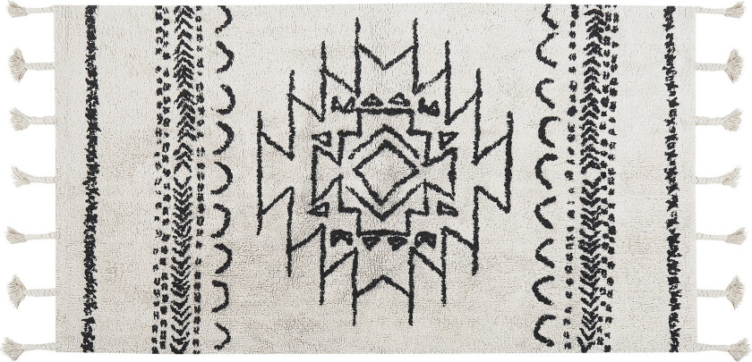 Khouribga Bomullsteppe 80x150 cm - Svart/hvit