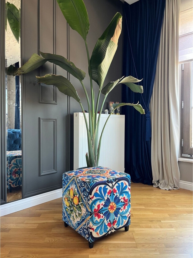 Multan Sittepuff 45 cm - Blå