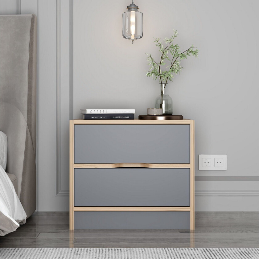 Munna Nattbord 54 cm - Valnøtt/Antrasitt